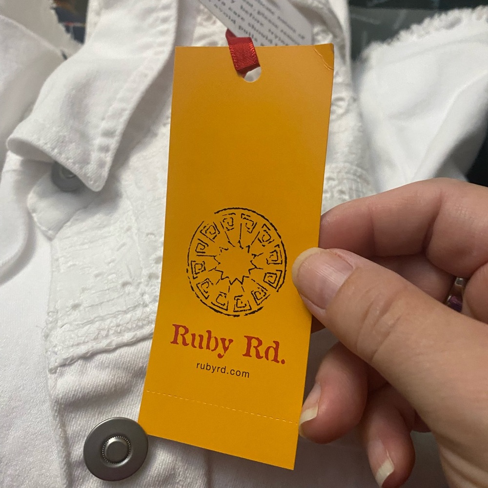 Ruby Rd. White Eyelet Jean Jacket - Picture 8 of 9